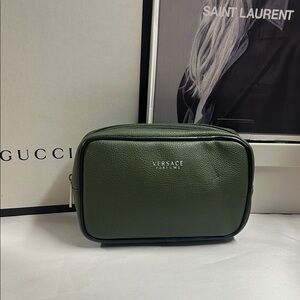 Versace Parfums Olive Green Toiletry Bag for Men